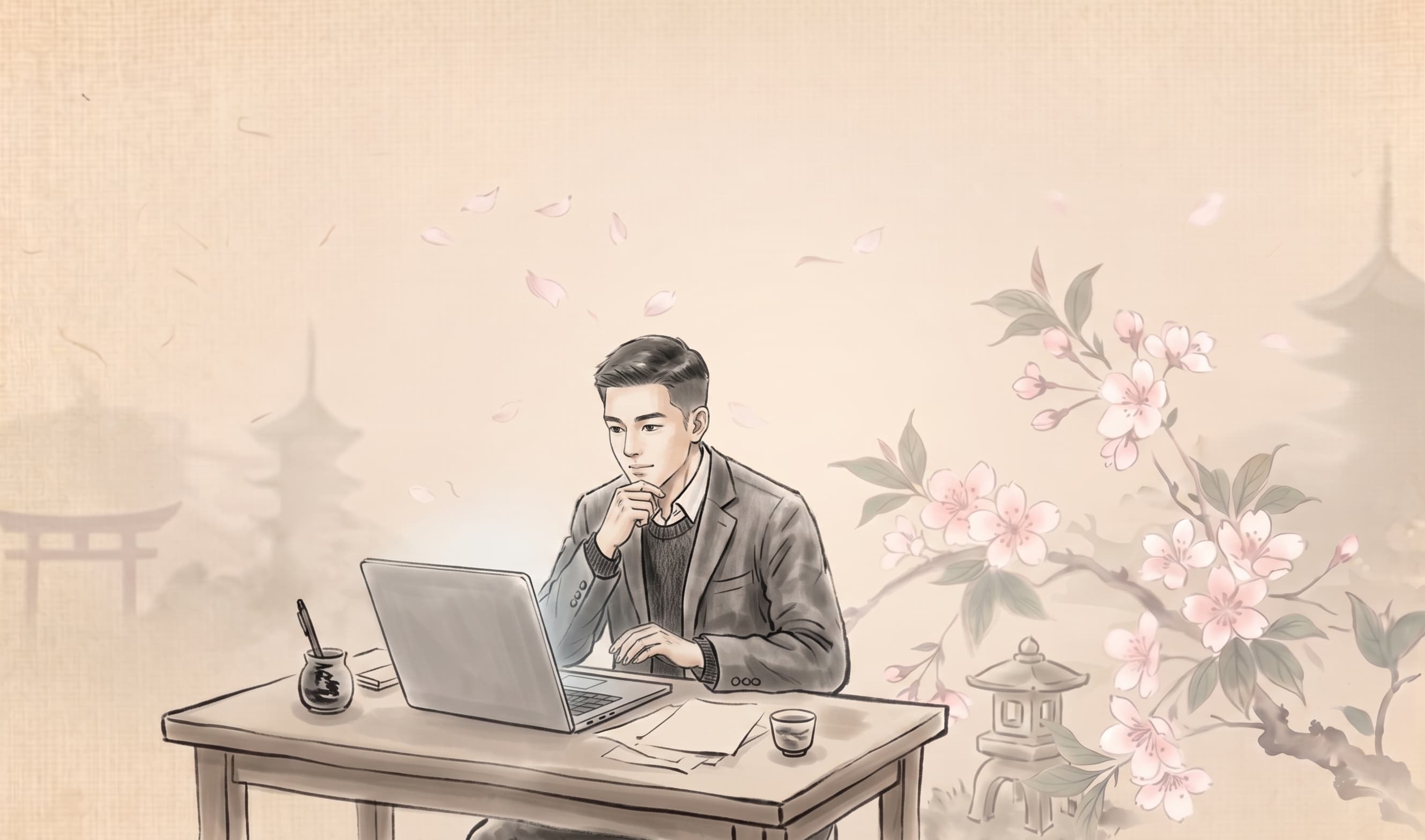 Illustration of a focused writer at their desk working on a novel
